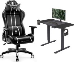 Diablo Chairs X-ONE 2.0 NORMAL czarno-biały + EGON 1100 Czarne 110 cmx60 cm