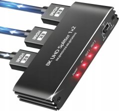 Pawonik SPLITTER HDMI 2.1 1x2 ROZDZIELACZ ULTRAHD HDCP 2.3 8K60HZ 4K 120HZ - 2 TV one size