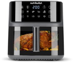 Nutribullet Heißluftfritteuse CRISPLITE VISION(schwarz/silber, 2.000 Watt, Korb 8 Liter, mit Sichtfenster)