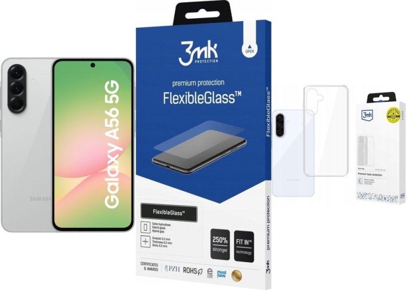 Samsung Galaxy A56 5G 8/256GB Szary  (SM-A566BZACEUE) + FlexibleGlass + Etui Clear Case