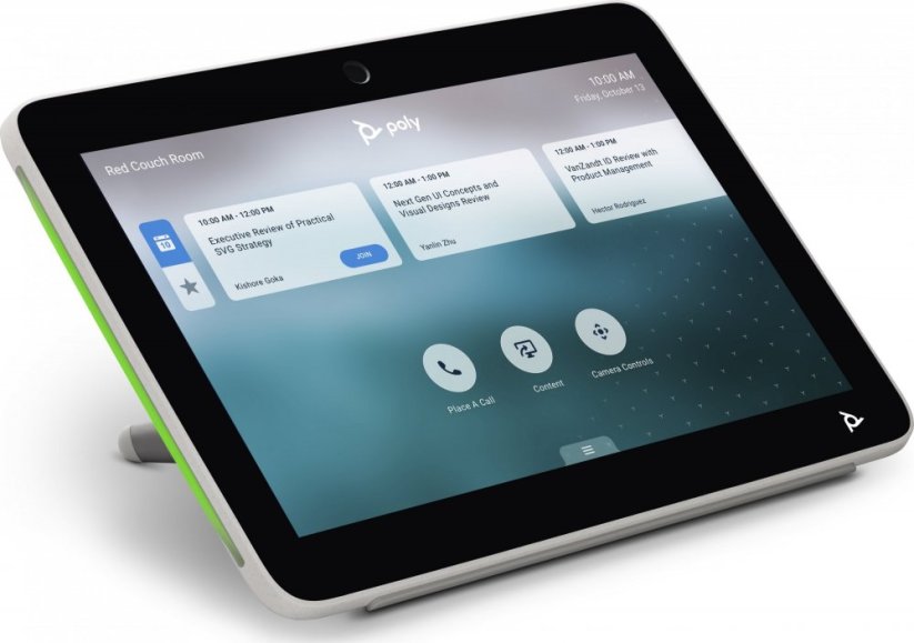 Poly Poly TC10 - WHITE Stand-alone 10" room scheduler / touch control for use with Poly G7500, Studio X family, ZRoW. WIFI, Bluetooth, wall mount, table stand. (CALA/BR Incl. 1Yr Poly+) Requires PoE network connection or optional external power injector