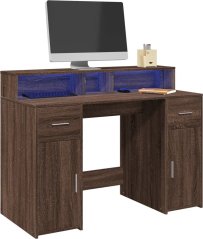 vidaXL Biurko z podświetleniem LED, Hnedý dub, 120x55x91 cm