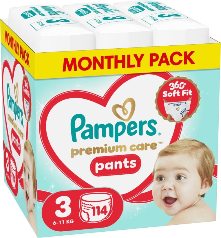 Pampers Pieluchomajtki Premium Care 3 6-11 kg, 114 szt.