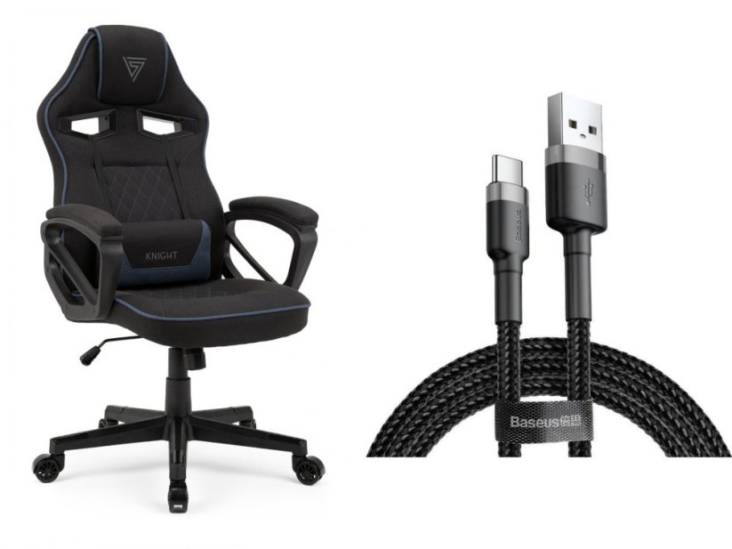 SENSE7 Knight materiałowy czarno-niebieski + kabel usb