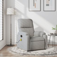 vidaXL Rozkładany fotel masujący, jasnoSivý, obity mikrofibrą