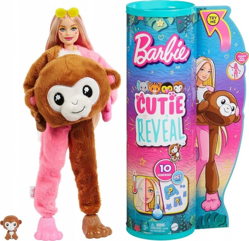 Mattel Cutie Reveal Małpka Bábika Seria Dżungla HKR01