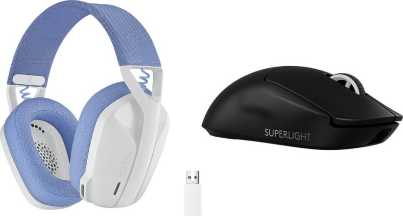 Logitech G435 Białe (981-001074) + G PRO X SuperLight 2  (910-006630)