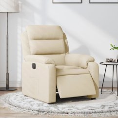 vidaXL elektrickýfotel rozkładany, krémový, obity tkaniną Lumarko!