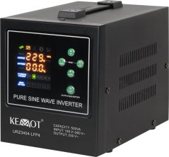 Kemot Zasilacz awaryjny KEMOT PROsinus-500-LFP4 przetwornica z czystym przebiegiem sinusoidalnym i funkcją ładowania 12V 230V 500VA/300W