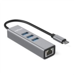 Roline – konwerter USB typu C na Gigabit Ethernet + koncentrator 3-portowy (12.02.1127)