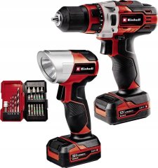 Einhell Einhell Cordless Drill TE-CD 12/1 +22+CL, 12V (red/black, 2x Li-Ion battery 2Ah, 22-piece bit and drill set + battery light)