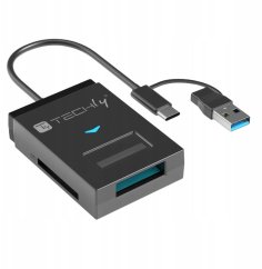 Techly Konwerter USB-A/C do disków NVMe/SATA M.2 z czytnikiem SD/TF