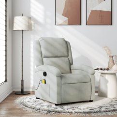 vidaXL vidaXL Rozkładany fotel masujący, jasnoSivý, obity aksamitem