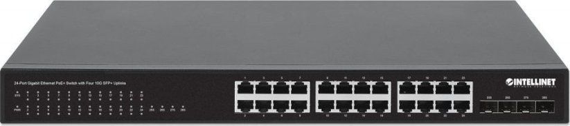 Intellinet Network Solutions Switch niezarządzalny Intellinet 24x 10/100/1000 Mbps PoE+ 370W + 4x SFP+ 10G Uplink, Rack 19"