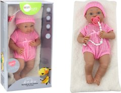 LeanToys Bábika Bobas w Ružovým Ubranku Czapeczka Smoczek Kołderka