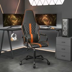 vidaXL vidaXL Fotel gamingowy, Čierno-oranžový, sztuczna skóra