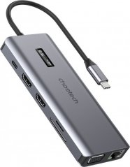 Choetech Adapter 12w1 Choetech HUB-M26 USB-C do USB-C+ USB-A+ HDMI+ VGA+ AUX+ SD+ TF (Sivý)