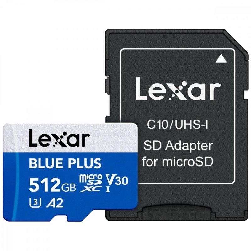 Lexar Blue Plus MicroSDXC 512 GB Class 10 UHS-I/U3 A2 V30 (LMSBLPL512G-BNANG)