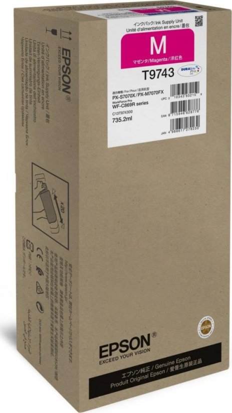 Epson Epson WF-C869R Magenta XXL Ink WorkForce Pro T97430N | Epson C13T97430N | Epson T9743 - XXL size - magenta - original - ink cartridge | Ink cartridge | Magenta