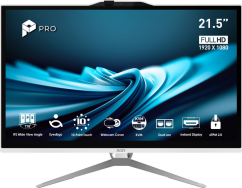MSI PC AIO PRO AP222T 14M-623EU, Pentium G7400, 21.5" FHD Touch,8GB,128 GB SSD,Intel UHD,W11Pro,White