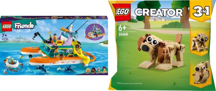 LEGO Friends Morska łódź ratunkowa (41734) + Creator Prezentowe zwierzęta (30666)