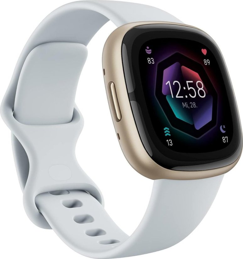 Fitbit FitBit Sense 2 | Smart watch | NFC | GPS (satellite) | AMOLED | Jutiklinis ekranas | Activity monitoring 24/7 | Atsparus vandeniui | Bluetooth | Wi-Fi | Mėlyna Mist/Soft Gold