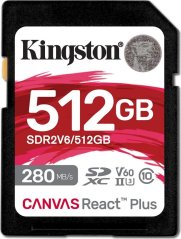Kingston Kingston SDXC 512GB Canvas React Plus SDXC UHS-II 280R/100W U3 V60