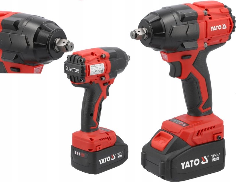 Yato YATO Kľúč sekacie BEZSZCZOTKOWY 18V 800Nm 2x4,0Ah