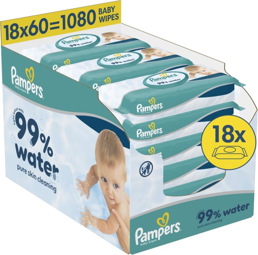 Pampers Chusteczki nawilżane Aqua 18x60 szt. Plastic Free
