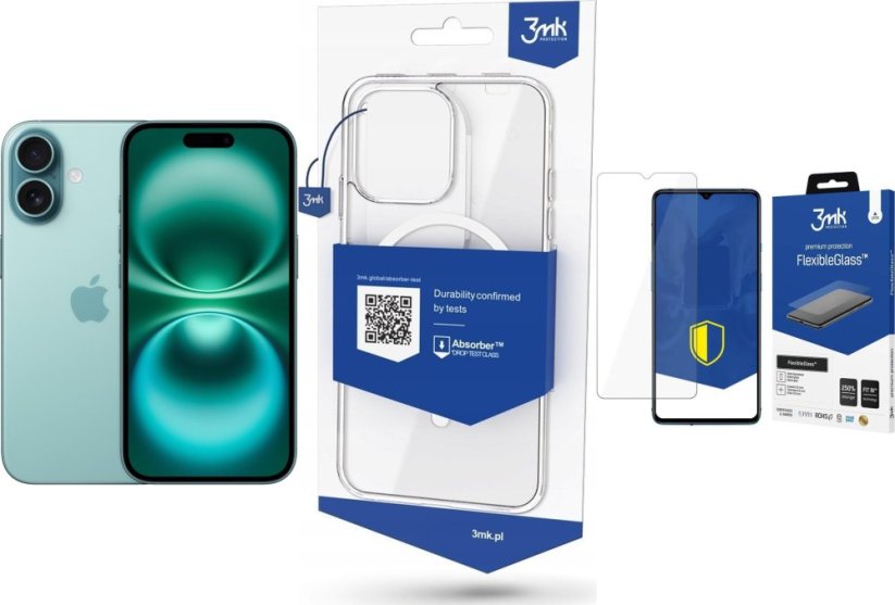 Apple iPhone 16 128GB Teal (MYED3) + FlexibleGlass + Etui MagCase