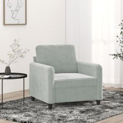 vidaXL Fotel, jasnoSivý, 60 cm, obity aksamitem