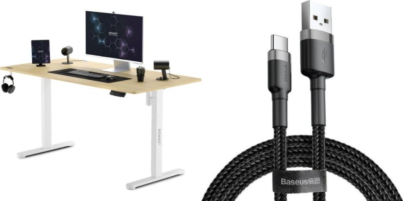 SENSE7 Nojo Sosna 140 cmx70 cm White Pine + kabel usb
