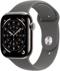Apple Watch 11 GPS + Cellular 46mm Natural Titanium Sport Band S/M Grafitový  (MFCW4ZR/A)