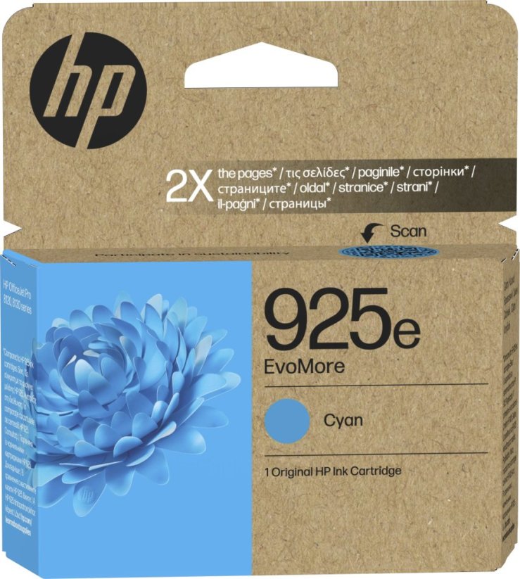HP 925e EvoMore Cyan Original Ink Cartridge Cyan 800 stron (4K0W0PE#LS1)