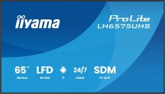 iiyama iiyama LH6575UHS-B2AG signage display Płaski panel Digital Signage 163,8 cm (64.5") LCD Wi-Fi 500 cd/m² 4K Ultra HD Čierny Procesor wbudowany Android 11 24/7