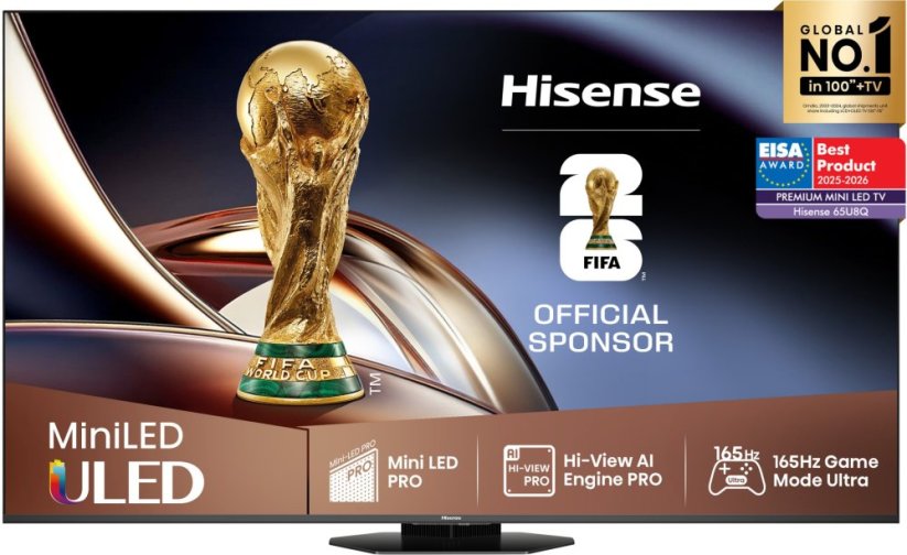 Hisense 65U8Q ULED 65'' 4K Ultra HD 165Hz VIDAA Dolby Atmos Čierny