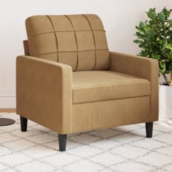 vidaXL Fotel, Hnedý, 60 cm, obity aksamitem