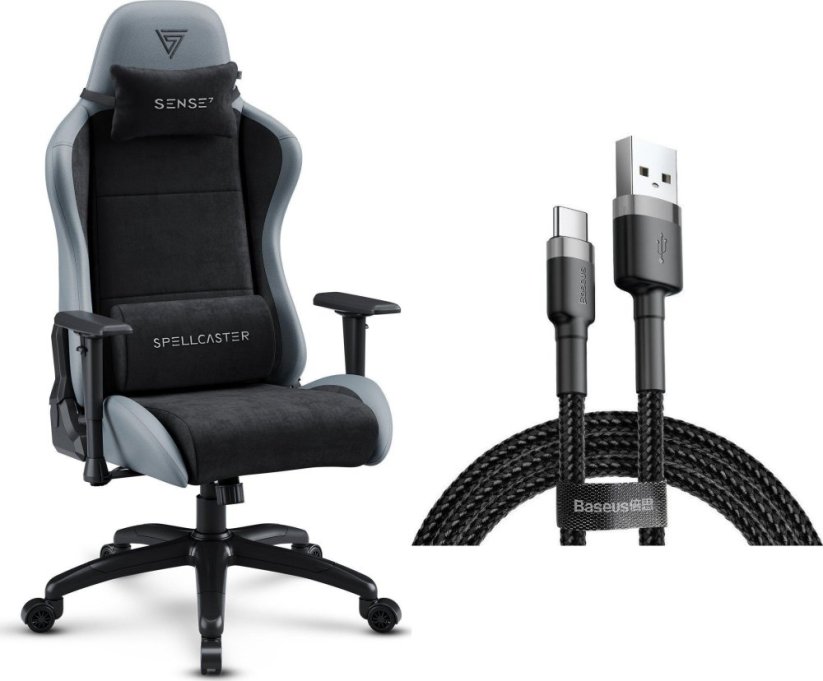 SENSE7 Spellcaster FUKU XL PU czarno-szary + kabel usb
