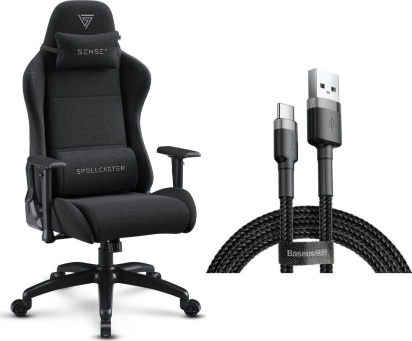 SENSE7 Spellcaster FUKU XL materiałowy czarny + kabel usb