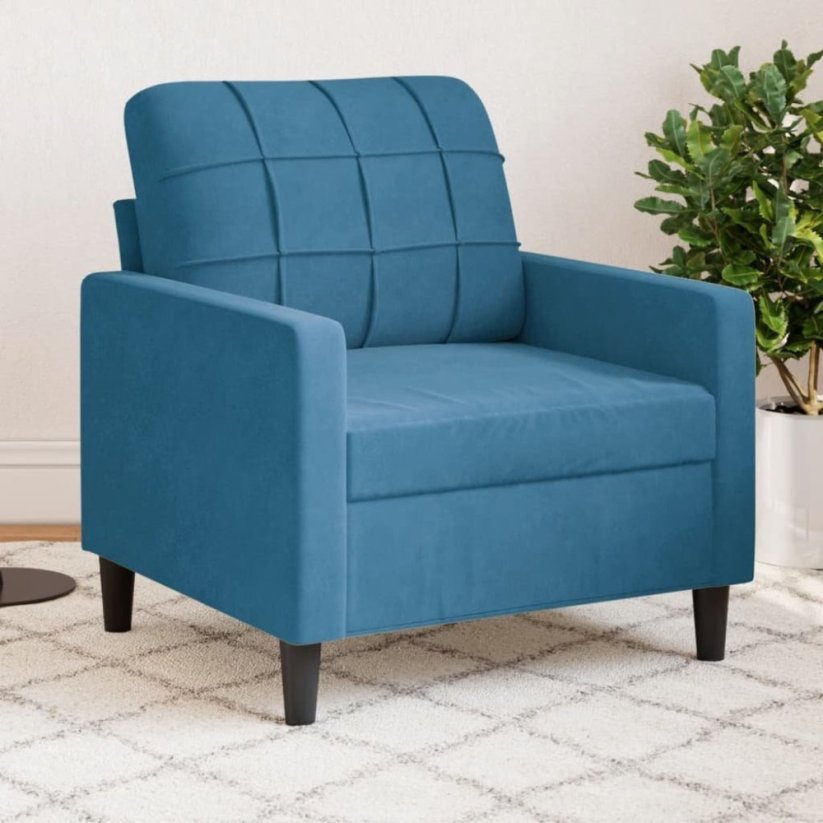 vidaXL Fotel, Modrý, 60 cm, obity aksamitem