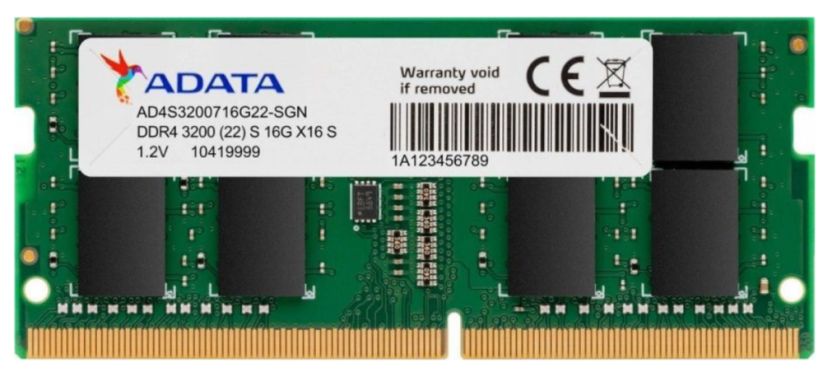 ADATA Premier, SODIMM, DDR4, 16 GB, 3200 MHz, CL22 (AD4S320016G22-SGN)