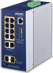 Planet PLANET IGS-4215-8UP2T2S łącza sieciowe Zarządzany L2/L4 Gigabit Ethernet (10/100/1000) Obsługa PoE Aluminium, Modrý