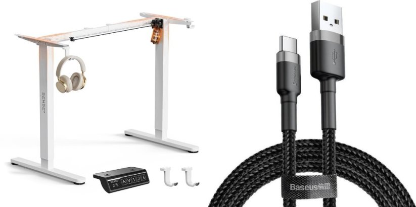 SENSE7 Rama biurka elektrycznego Nojo light biała + kabel usb