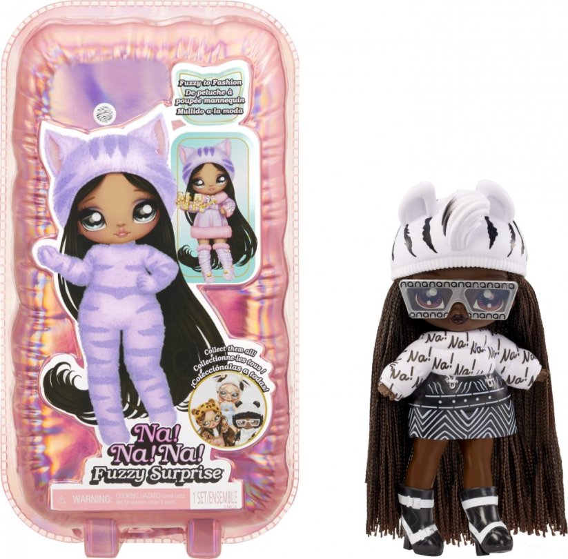 MG Bábika Na! Na! Na! Zebra Girl Miłe w dotyku Fuzzy Surprise