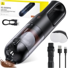 Baseus Odkurzacz samochodowy bezprzewodowy mocny 85W Baseus AP01 15 worków 5000Pa USB-C - Čierny