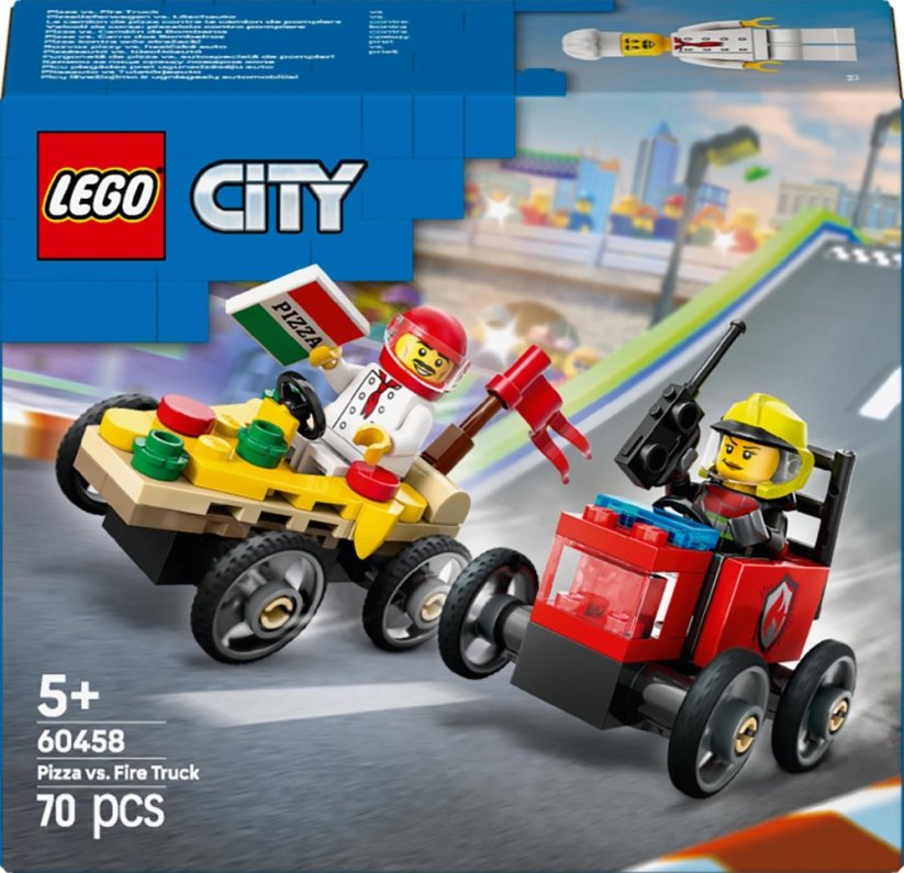LEGO City Sada wyścigówek: pizza kontra wóz strażacki 4 ks (60458)
