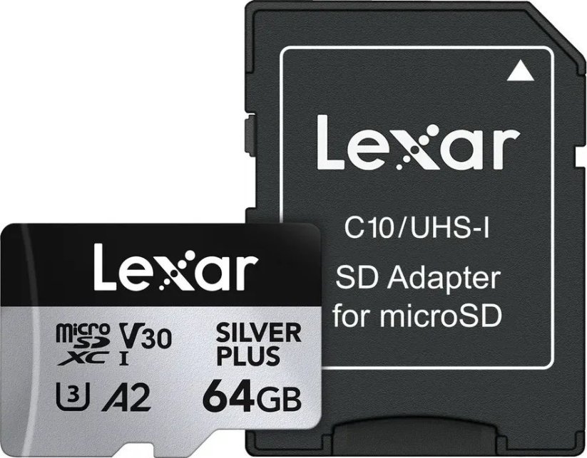 Lexar Professional Silver Plus MicroSDXC 64 GB Class 10 UHS-I/U3 A2 V30 (LMSSIPL064G-BNANG)