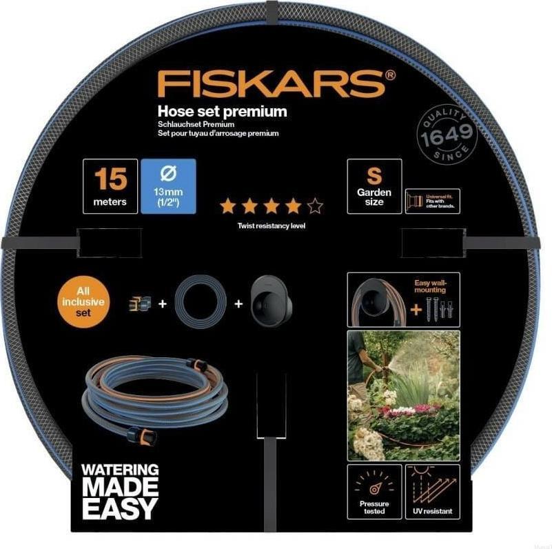 Fiskars Wąż 1/2" 15m Q4 Uchwyt naścienny FS1027678