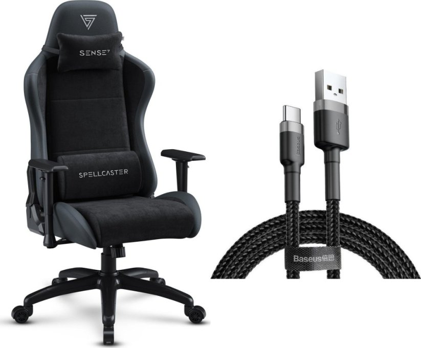 SENSE7 Spellcaster FUKU XL PU czarny + kabel usb