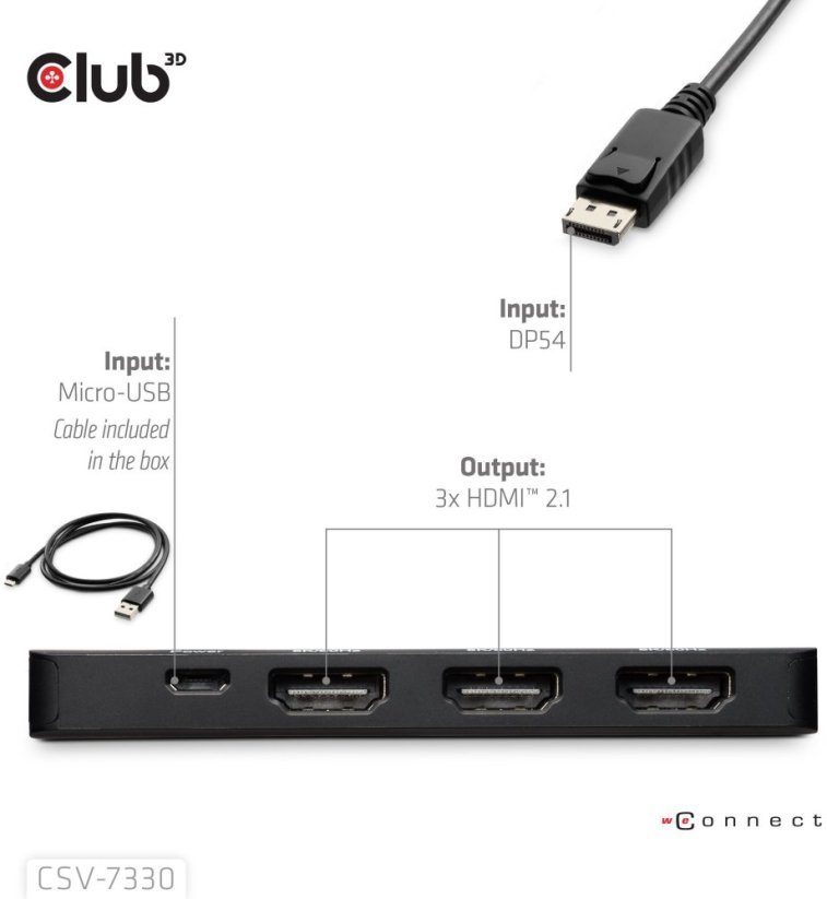 Club 3D CLUB3D CSV-7330 huby i koncentratory DisplayPort